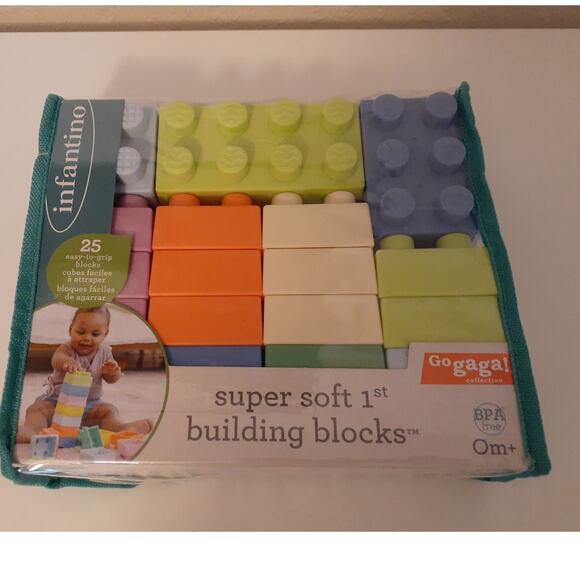 Infantino Super Soft Easy to Grip First Building Blocks NEW 25 count OM+ - Picture 1 of 3